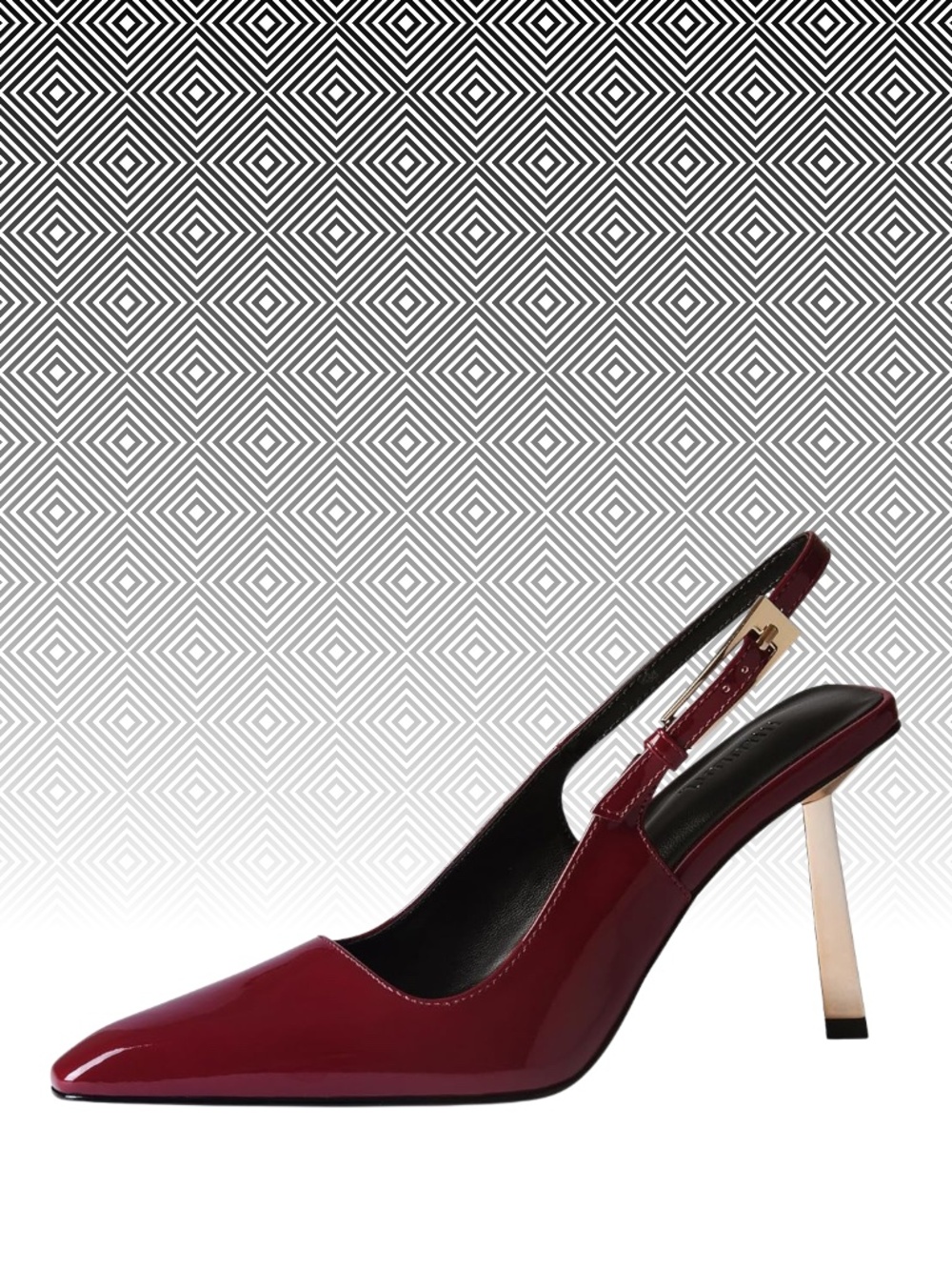 Women's Burgundy Patent Slingback High Heel Pumps.
